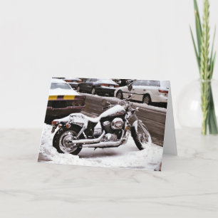 Motorcykel i vinterkort - jul - Helgdag Helgkort