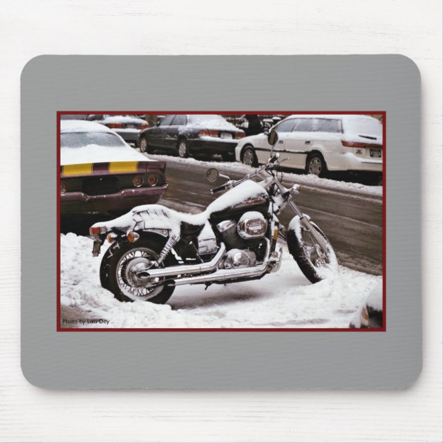 "Motorcykel i Winter" Mousepad Musmatta (Framsidan)