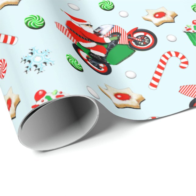 Motorcykel Jul Presenter Presentpapper (Rullad Hörn)