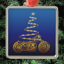 motorcykel julgran guld och blått