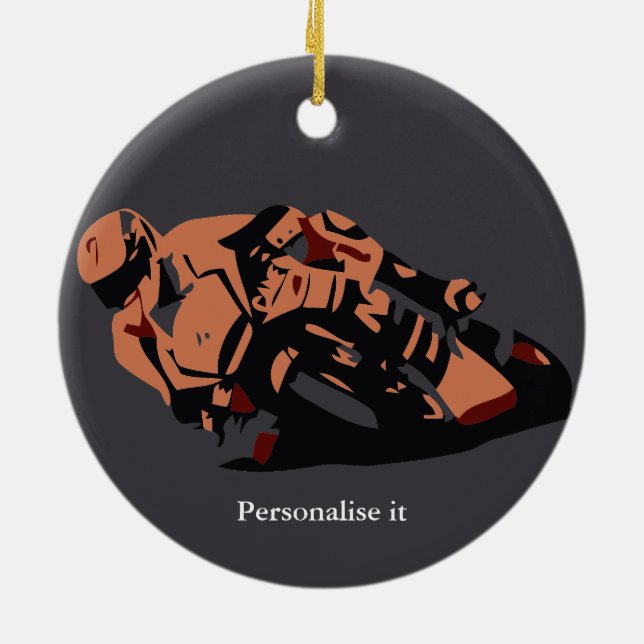 Motorcykel Julgransprydnad Keramik (Baksidan)