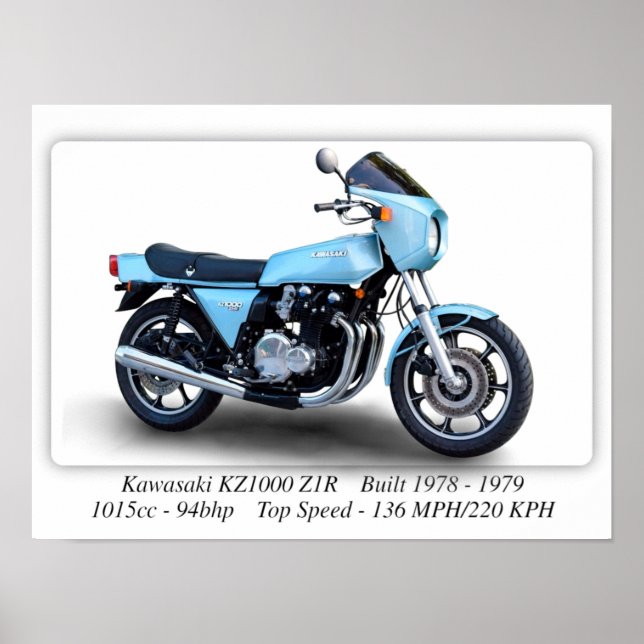 Motorcykel Kawasaki KZ1000 Z1R - Storlek A3-utskri Poster (Framsidan)