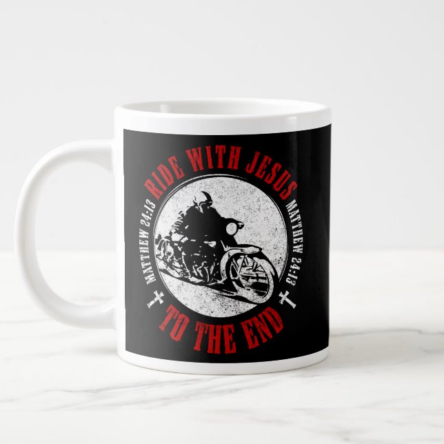 Motorcykel Kristet Tro: Följ Jesus Biker Jumbo Mugg (Vänster)