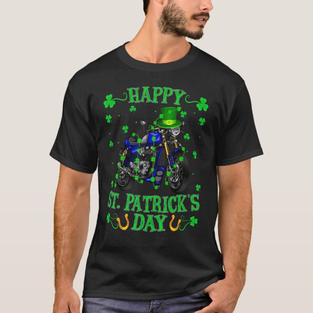 Motorcykel Leprechaun Hat Motorcykel St Patrick' T Shirt (Framsida)
