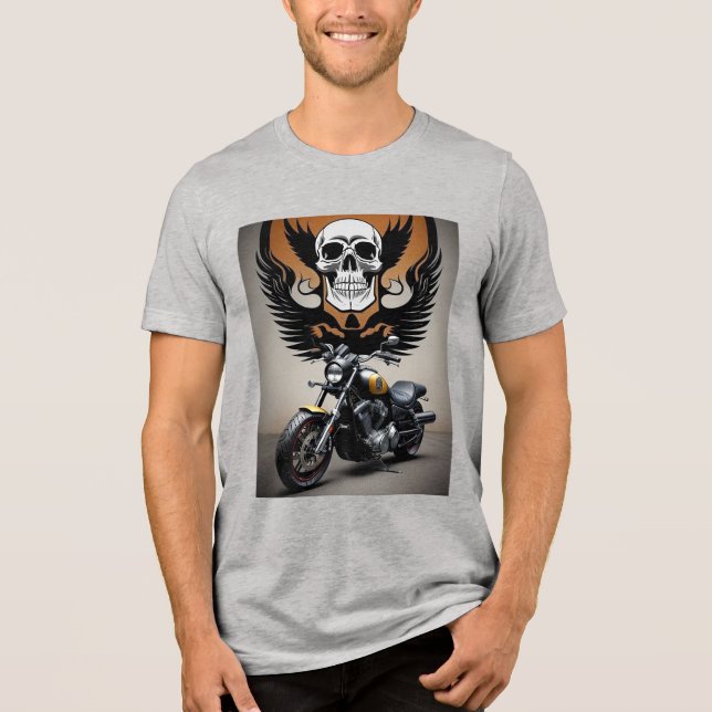 Motorcykel med anpassningsbar med skullgrafik t shirt (Framsida)
