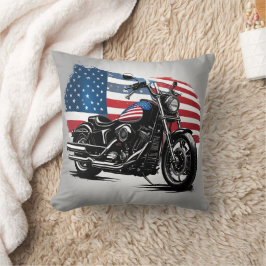 Motorcykel med baksida av amerikansk flagga kudde
