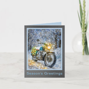 Motorcykel med julkort Ljus Helgdag Helgkort