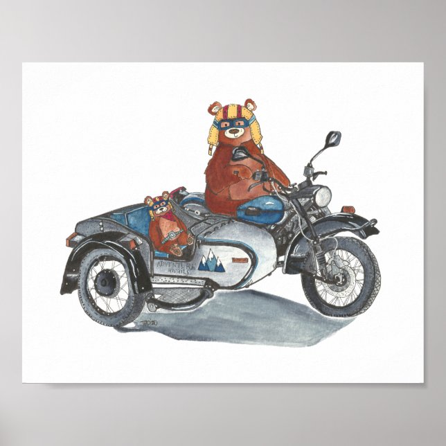 Motorcykel med Sidecar Äventyr Awaits Poster (Framsidan)