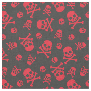 Motorcykel med Skull och Crossbone Red Tyg