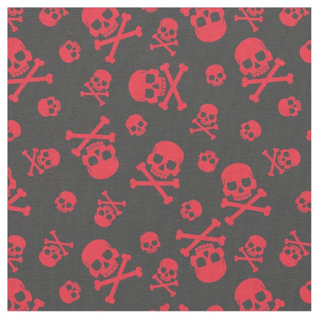 Motorcykel med Skull och Crossbone Red Tyg (Närbild)