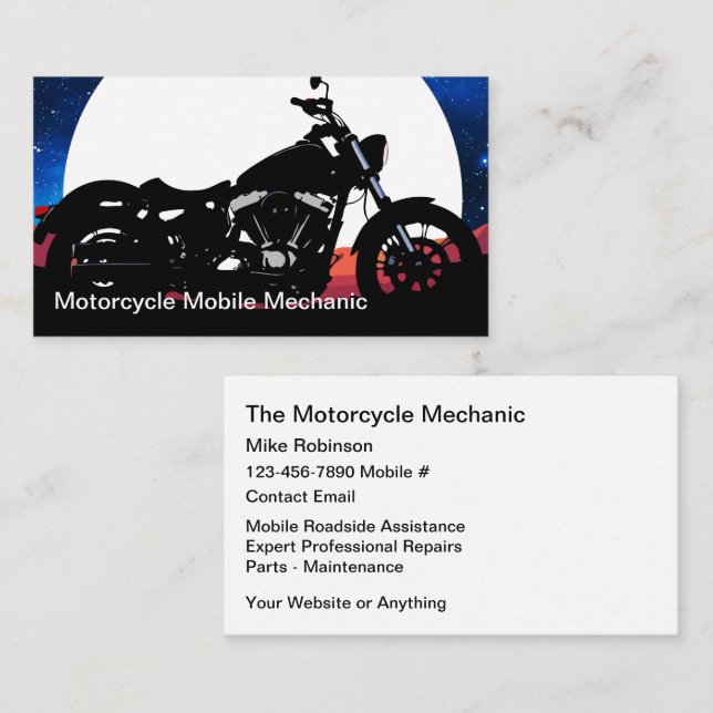 Motorcykel Mobil Reparation Affärs Kort (Fram/baksida)