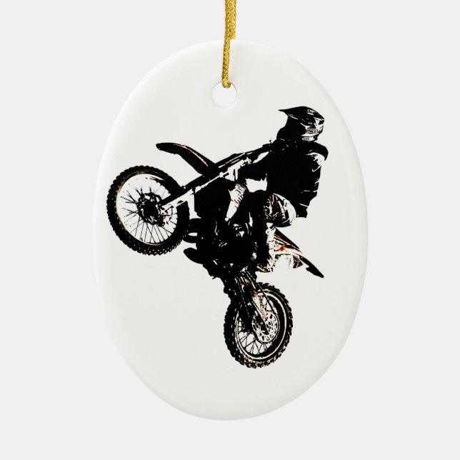 Motorcykel Motocross Julgransprydnad Keramik (Framsidan)