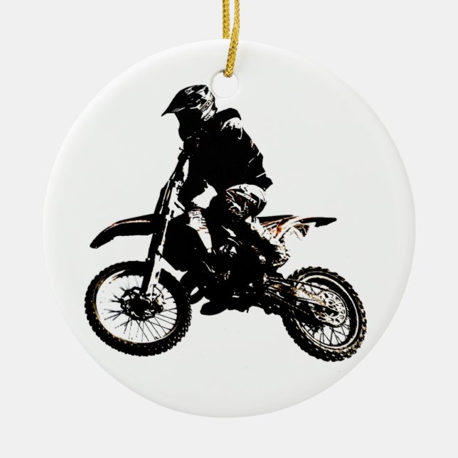 Motorcykel Motocross Julgransprydnad Keramik (Framsidan)