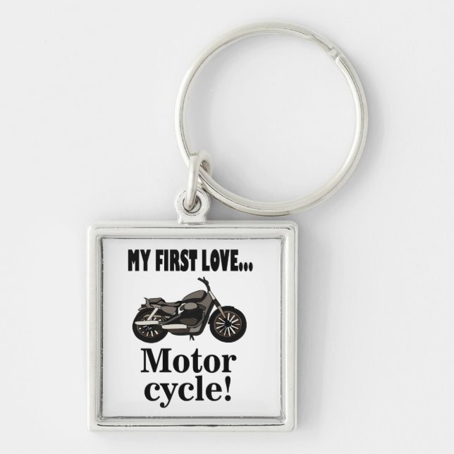 Motorcykel Motorcykel Biker  Fyrkantig Silverfärgad Nyckelring (Framsidan)