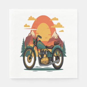 Motorcykel Motorcykel Retro Vintage Sunset Pappersservett