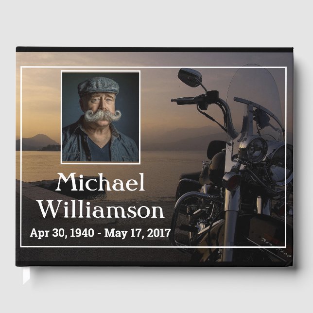 Motorcykel nära Vatten Photo Firande i Life Gästböcker (Framsida)