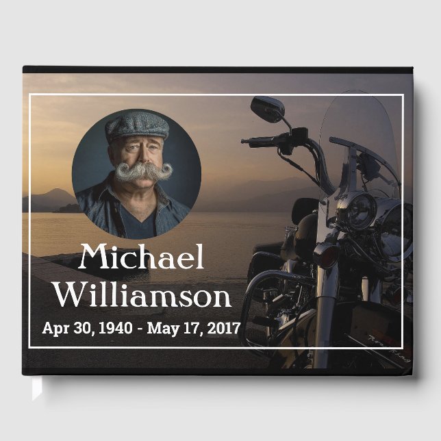 Motorcykel nära Vatten Photo Firande i Life Gu Gästböcker (Framsida)