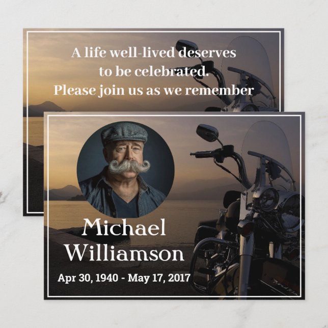 Motorcykel nära Vatten Photo Firande i Life Inbjudningar (Fram/baksida)