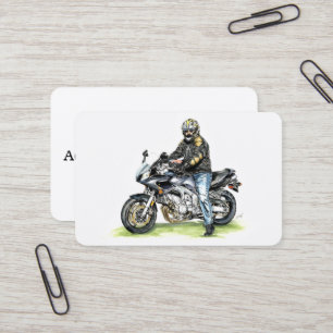 Motorcykel och förare visitkort