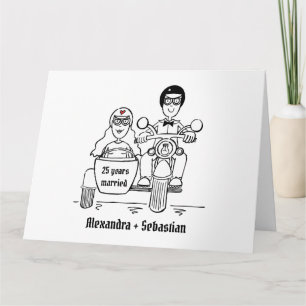 Motorcykel och sidovagn bröllopsdag kort