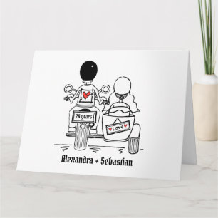 Motorcykel och sidovagn bröllopsjubileum kort