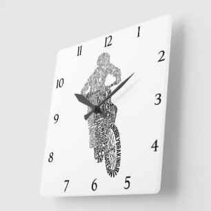 Motorcykel på väg, Ord Art Fyrkantig Klocka