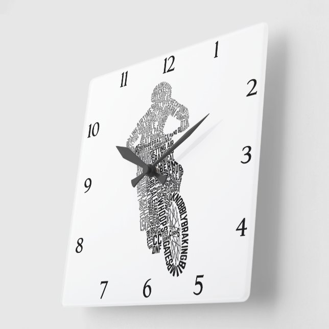 Motorcykel på väg, Ord Art Fyrkantig Klocka (Vinkel)