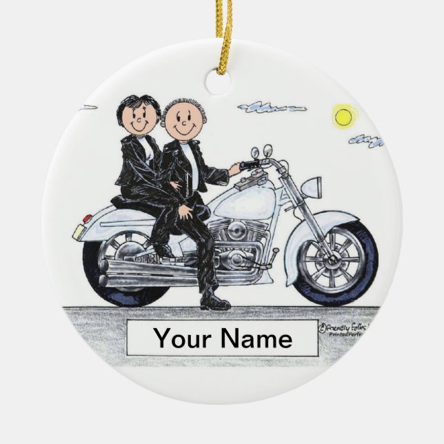 Motorcykel par julgransprydnad keramik (Framsidan)