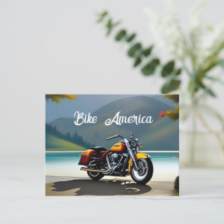 Motorcykel parkerad nära Sjö Vykort