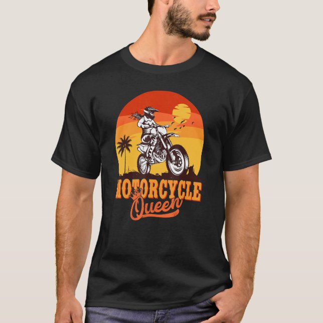 Motorcykel Queen Biker Girl Racer Dirt Bike Motorb T Shirt (Framsida)