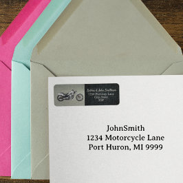 Motorcykel Returadress Black Silver Manar Etikett