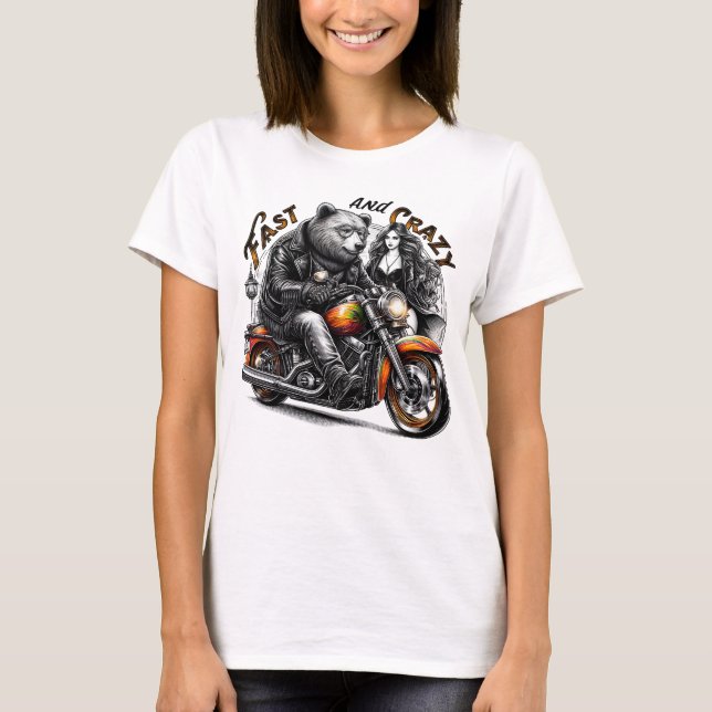 Motorcykel-riding Sasquatch,Yeti,Bigfoot T Shirt (Framsida)