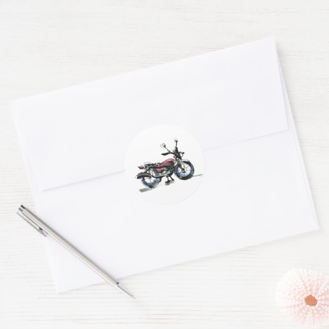 Motorcykel Runt Klistermärke (Kuvert)