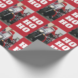 Motorcykel Santa-foto med Ho Ho Ho Presentpapper
