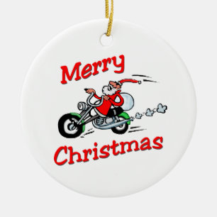 Motorcykel Santa Julgransprydnad Keramik