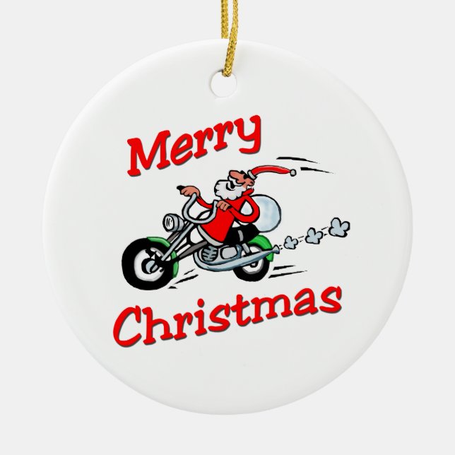 Motorcykel Santa Julgransprydnad Keramik (Framsidan)