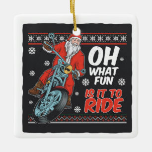 Motorcykel Santa med offert Julgransprydnad Keramik
