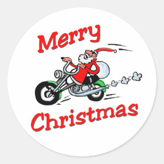 Motorcykel Santa Sticker Runt Klistermärke
