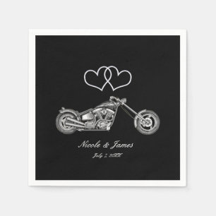 Motorcykel & Silver Hearts Biker Bröllop Pappersservett