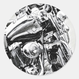 Motorcykel Sketch Sticker Runt Klistermärke