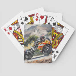 Motorcykel som kornerar upp en bergssida casinokort