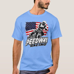 Motorcykel Speedway American Flagga Flat rack Tävl T Shirt