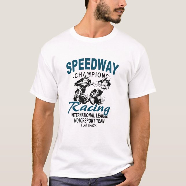 Motorcykel Speedway Racer - Flat Track T Shirt (Framsida)