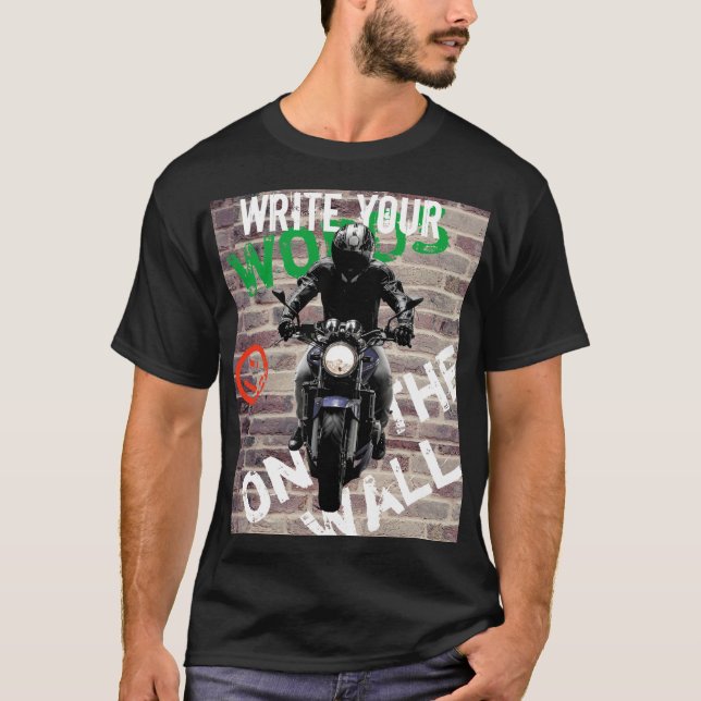 Motorcykel T Shirt Tegelvägg Anpassad Graffiti (Framsida)