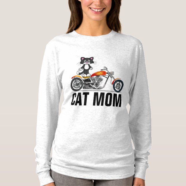 Motorcykel T-Shirts, CAT MAMMA Dam Biker,  T-Shirt (Framsida)