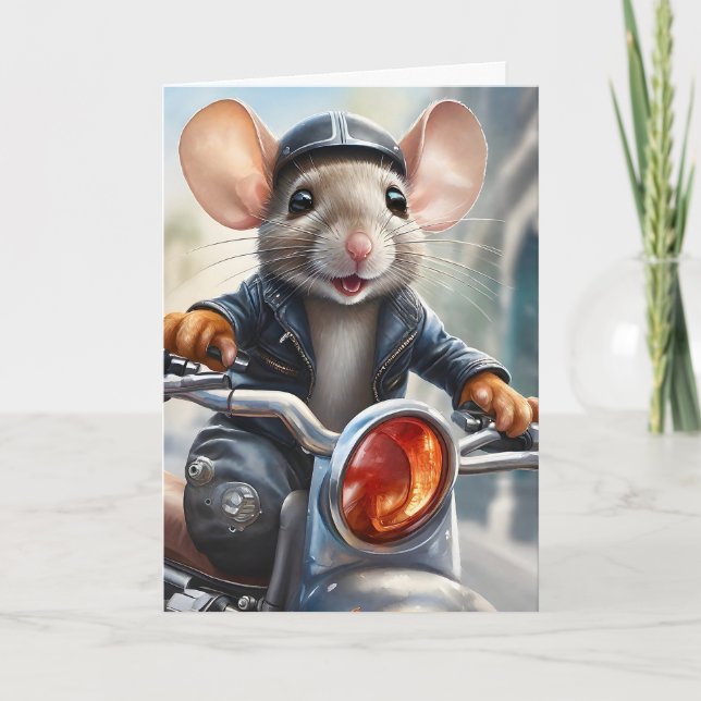 Motorcykel tom i cute Mouse Helmet Jacka Kort (Framsida)