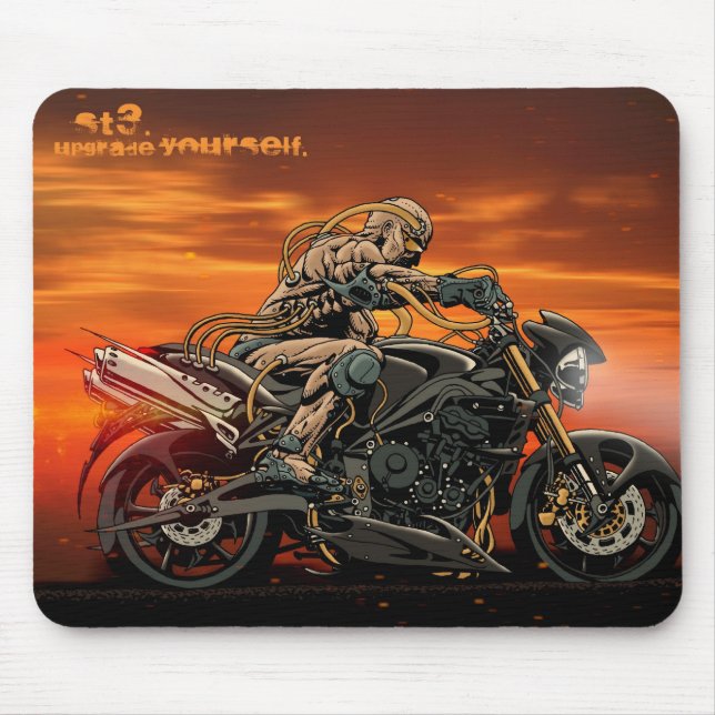 Motorcykel trefaldiga Mousepad Musmatta (Framsidan)