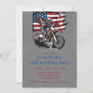 Motorcykel United Stater Flagga 100:e Födelsedagsf Inbjudningar