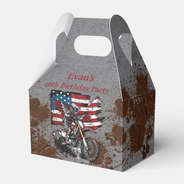 Motorcykel United Stater Flagga 100:e Födelsedagsf Presentaskar (Framsidan Sidan)