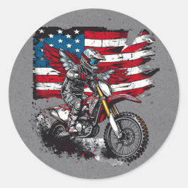 Motorcykel United Stater Flagga 100:e Födelsedagsf Runt Klistermärke